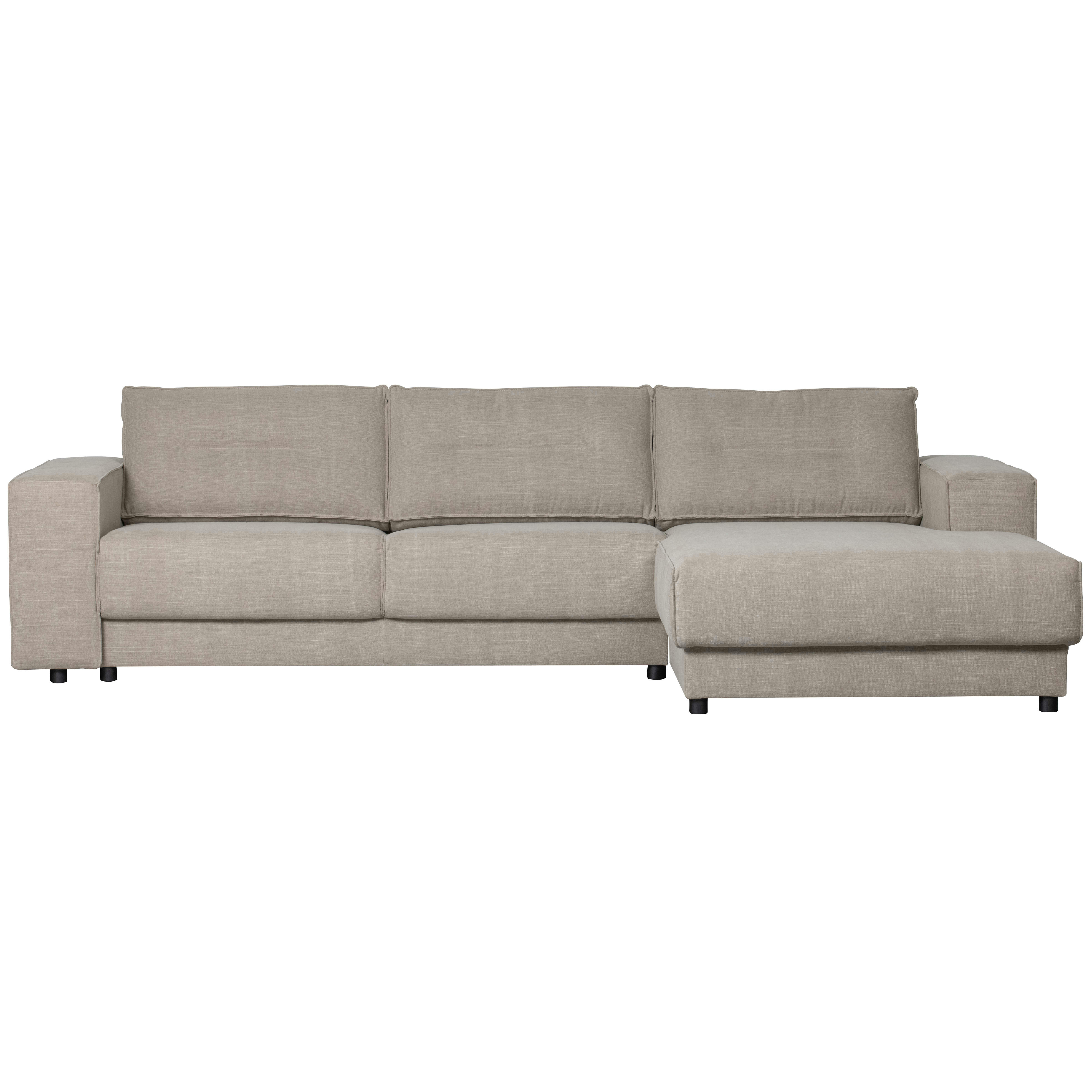 RANDY - Canapé d'angle 3 places en tissu toile sable