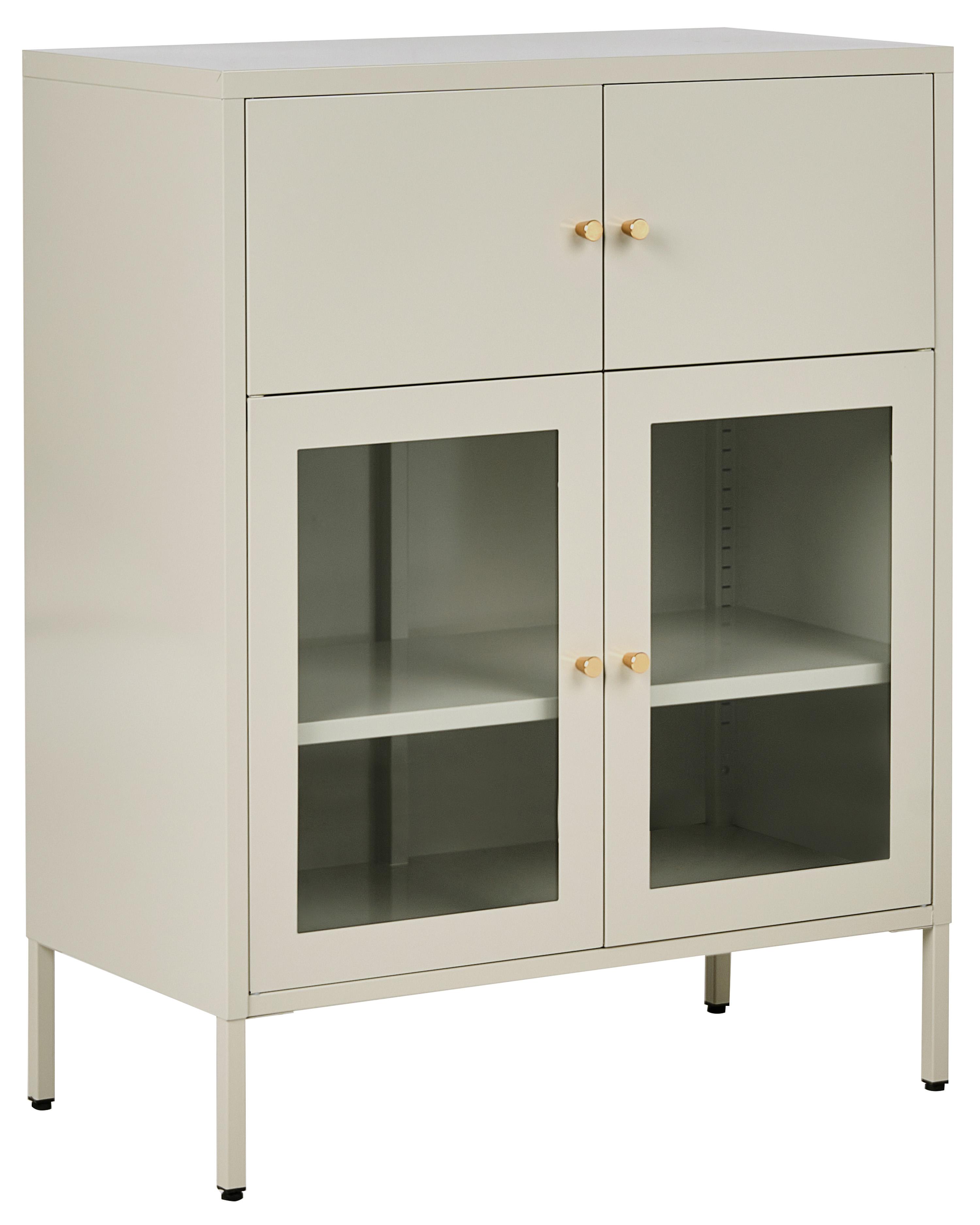 Glass Display Cabinet ESHOLT Metal 80 cm Light Beige