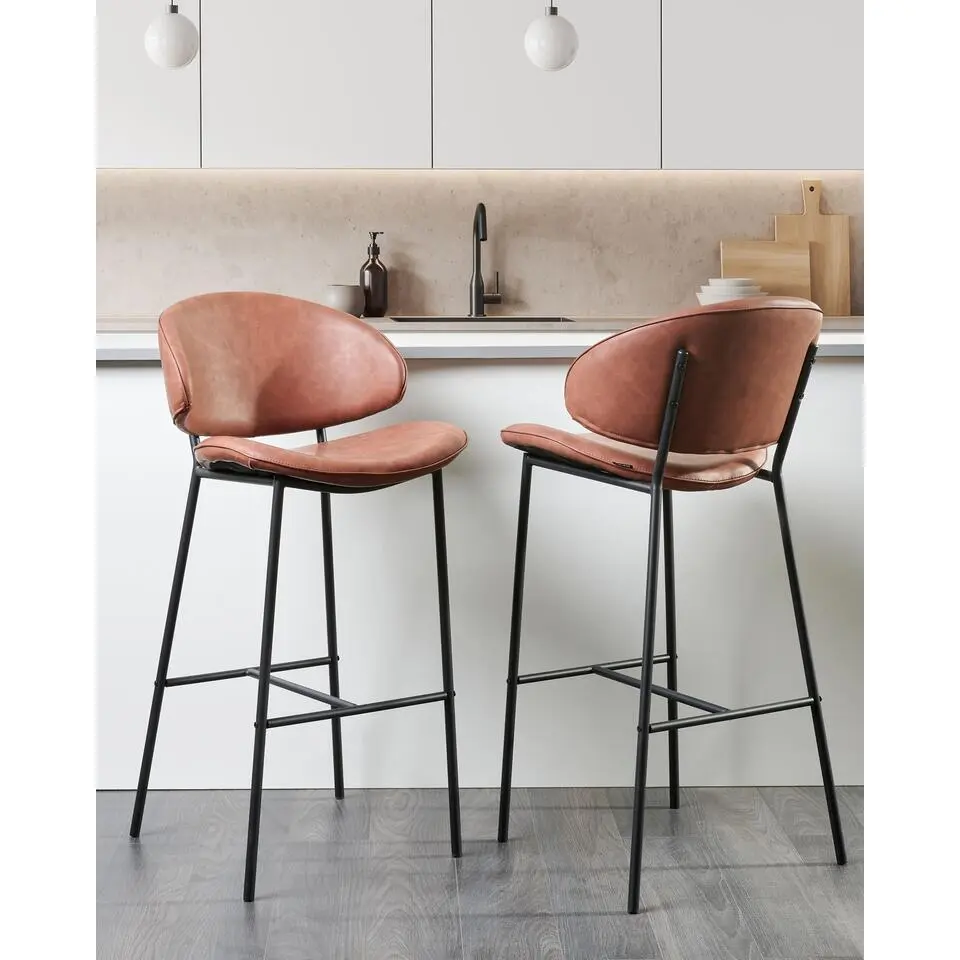 KIANA - Barkruk set van 2 - Bruin - Kunstleer