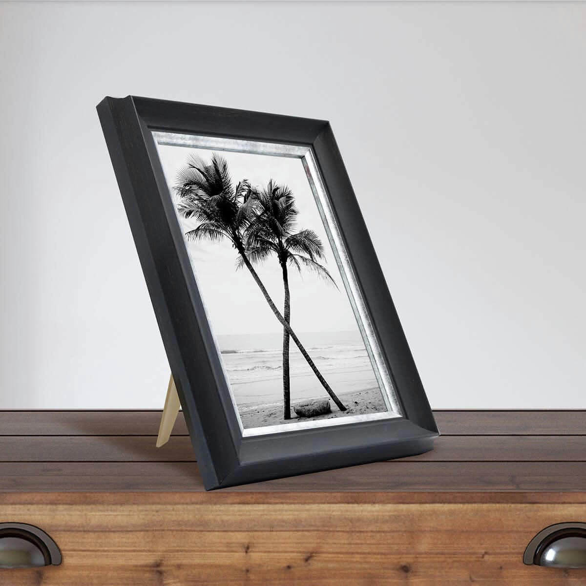 PANDORE - Cadre photo noir et finition argent 13x18 cm résine recyclée