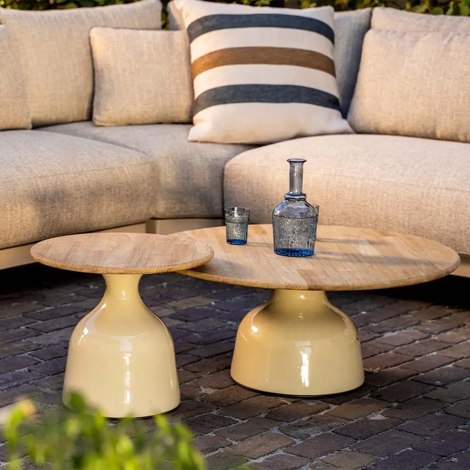 4 Seasons June loungetafel &Oslash;60x38 cm creme - teak