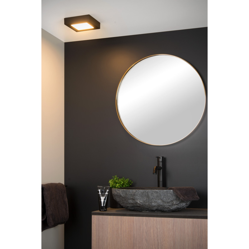 Plafonnier LED pour salle de bain Brice carré noir 989 lm 15 W LUCIDE