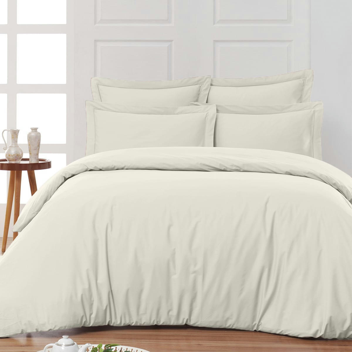 SOFT PERCALE - Drap housse en percale bonnet 40cm Ecru 180x200 cm