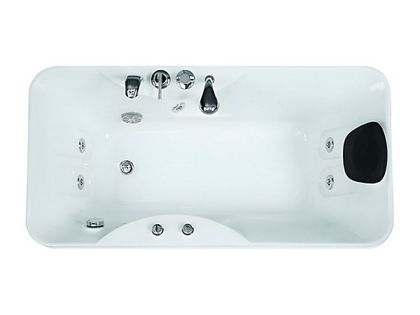 Baignoire balnéo - 150 x 75 x 54,5 cm - Blanche - Angle gauche -1 place - 140 L - GAVINO