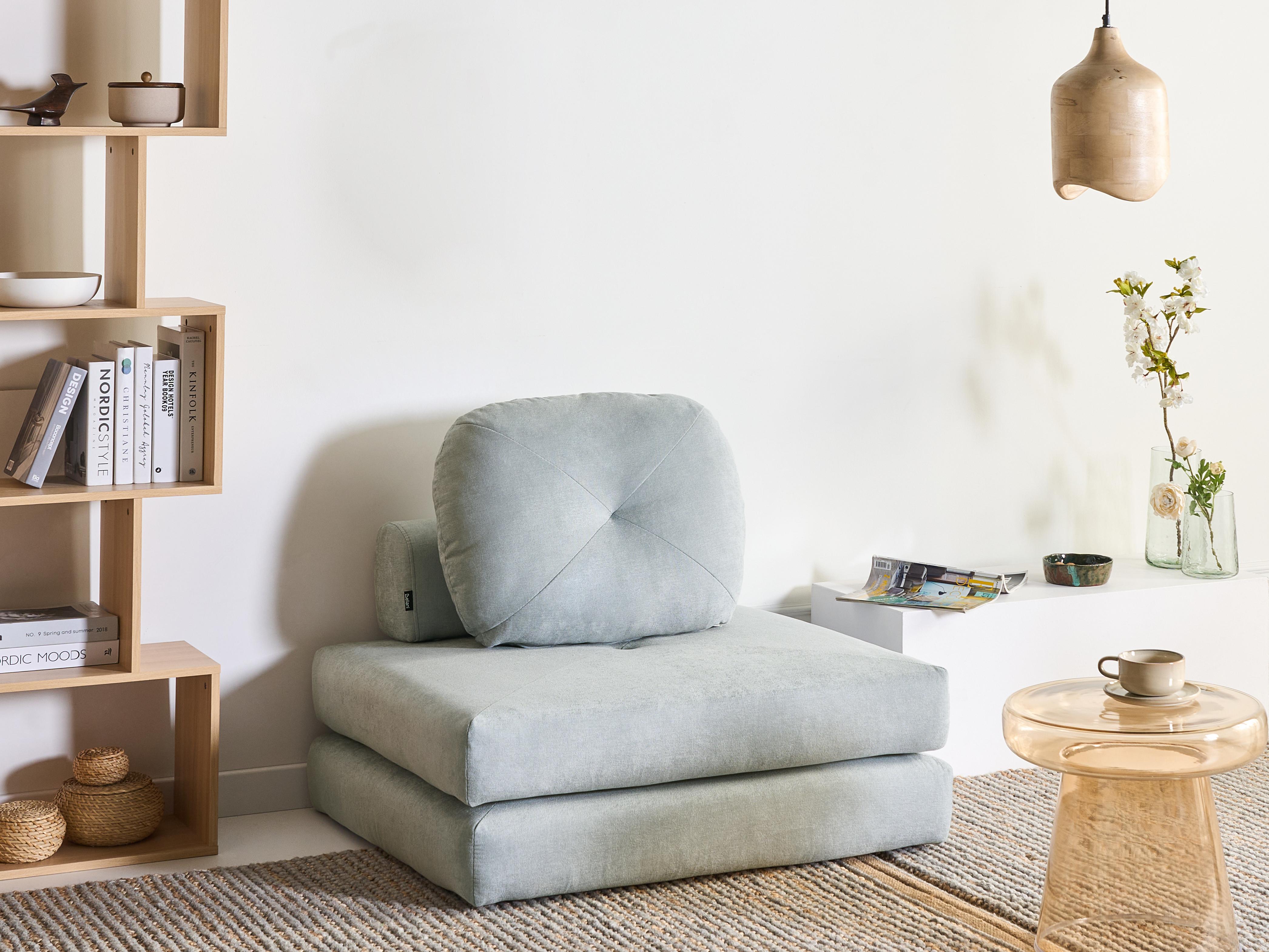 Single Sofa Bed OLDEN Chenille Light Blue