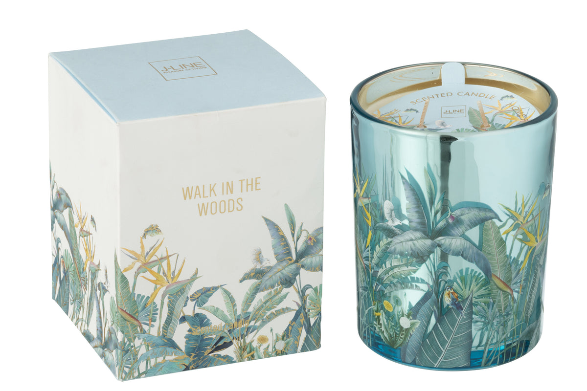 J-Line geurkaars Walk In The Woods - Woody Blush - glas - blauw - large - 55U