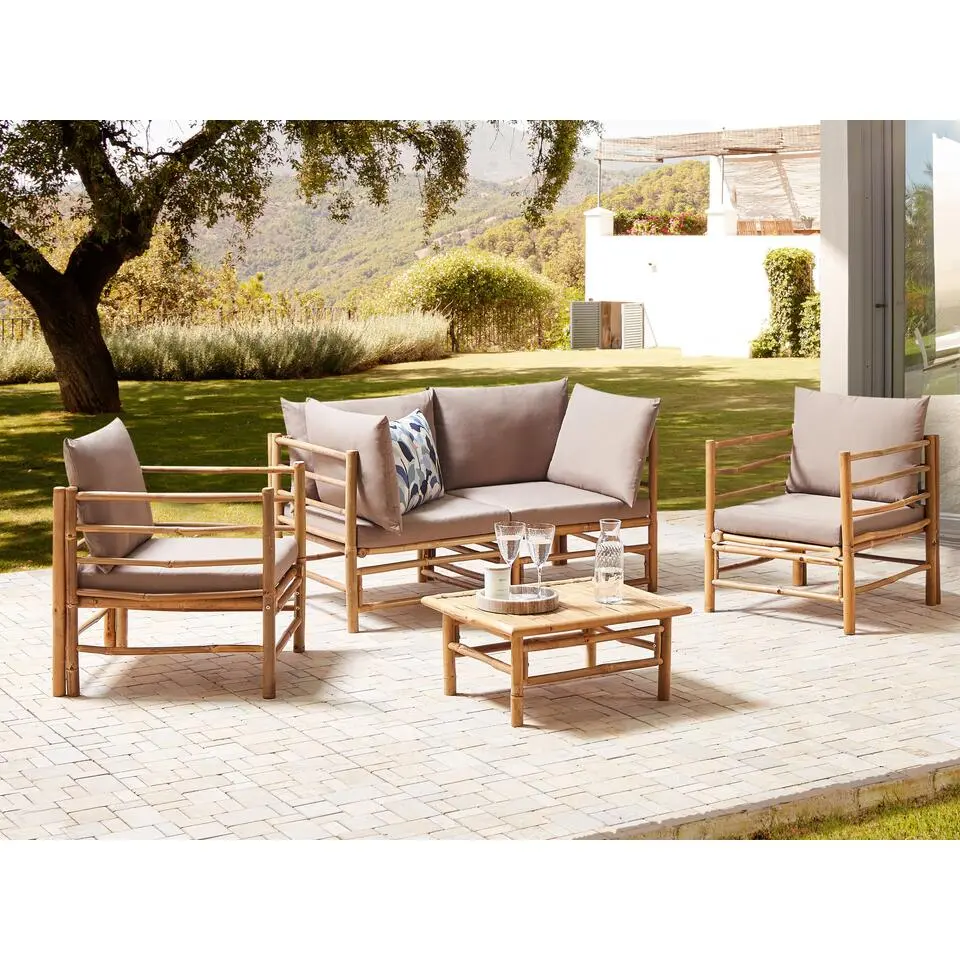CERRETO - Loungeset 4-zits - Taupe - Bamboehout