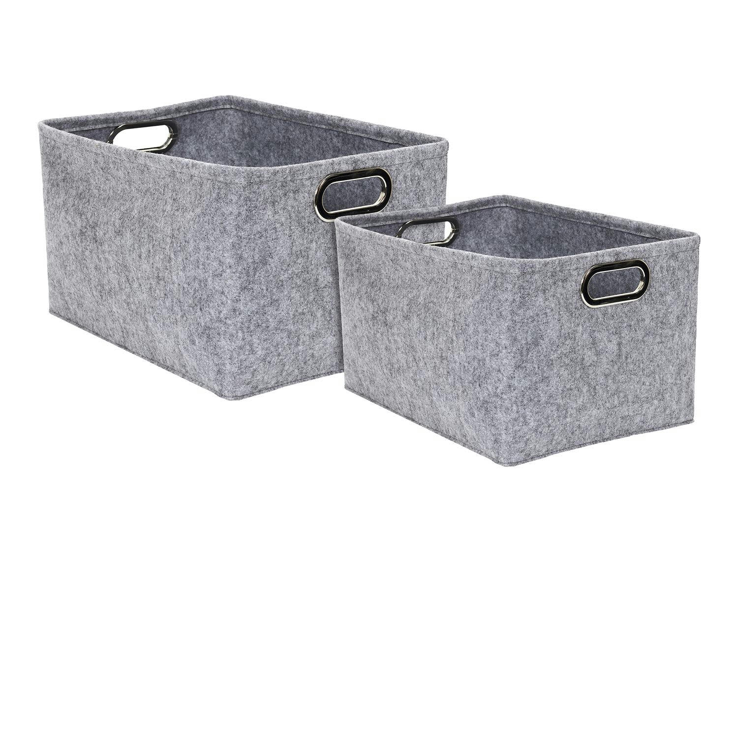 - Lot de 2 paniers de rangement rectangulaires en polyester gris