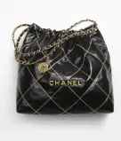 CHANEL 22 HANDBAG Shiny Calfskin & Gold-Tone Metal Black