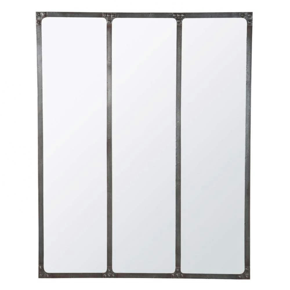 Cargo - Miroir verrière rectangulaire industriel en métal effet vieilli 95x120