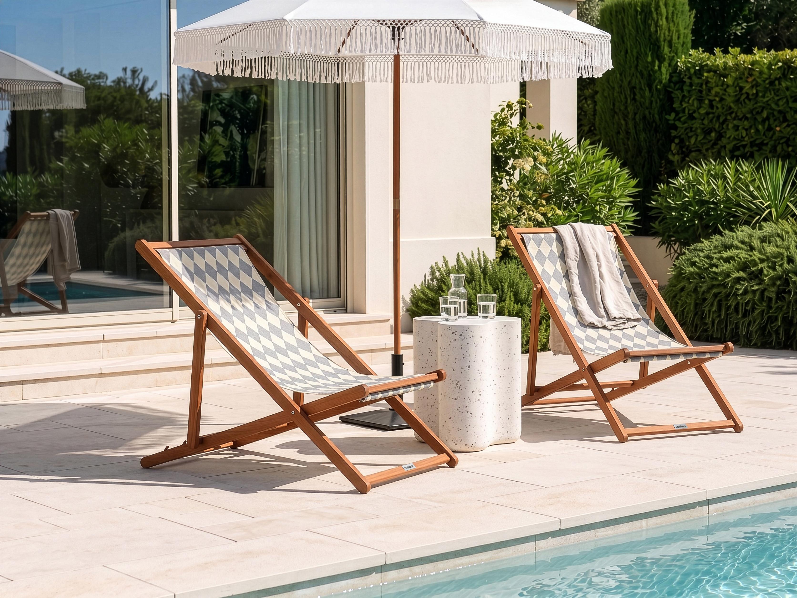 Set of 2 Sun Lounger Replacement Fabrics ANZIO/AVELLINO 113 x 44 cm Grey