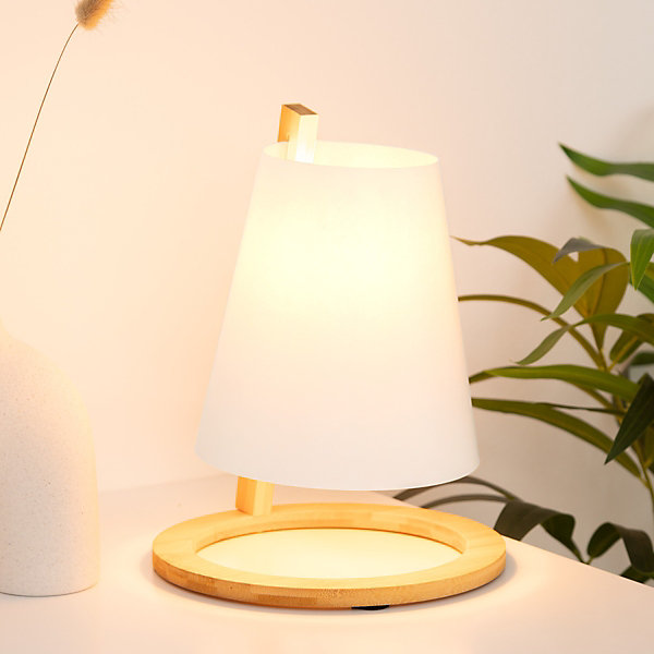 Lampe Pita - bambou et blanc H26 cm - Atmosphera