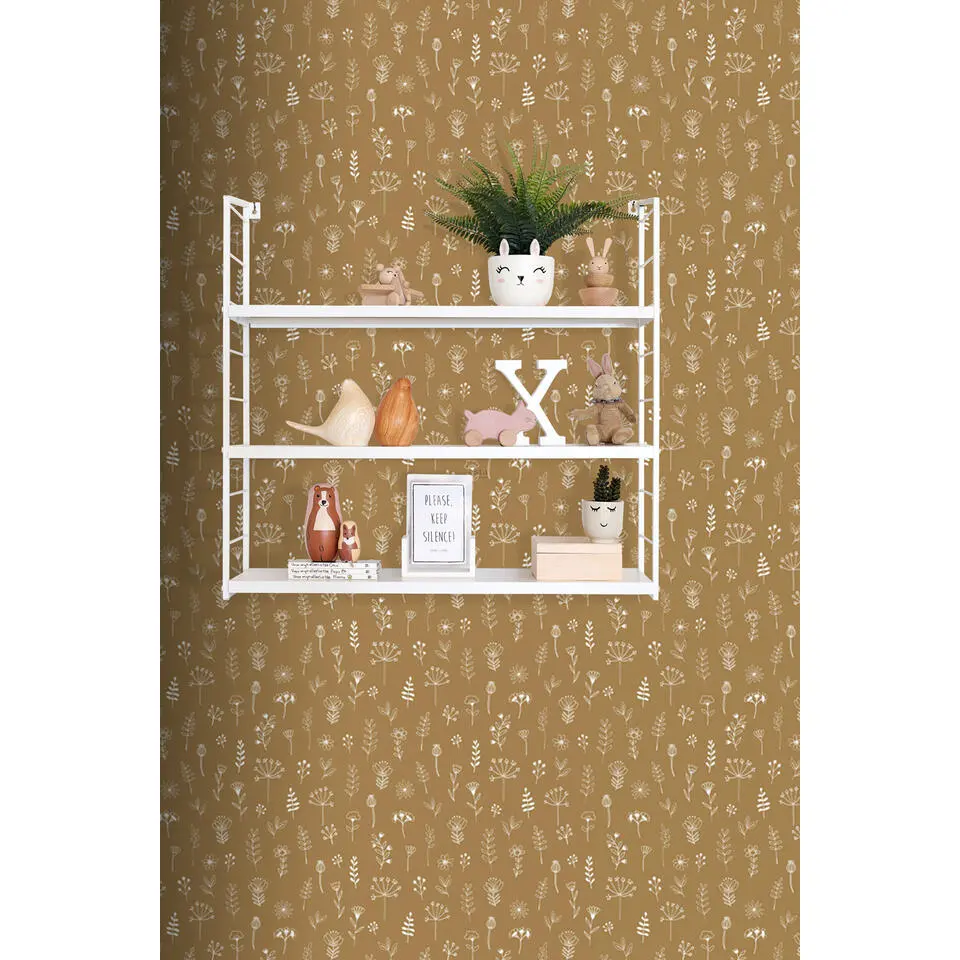 ESTAhome behang bloemmotief okergeel en wit - 53 cm x 10.05 m