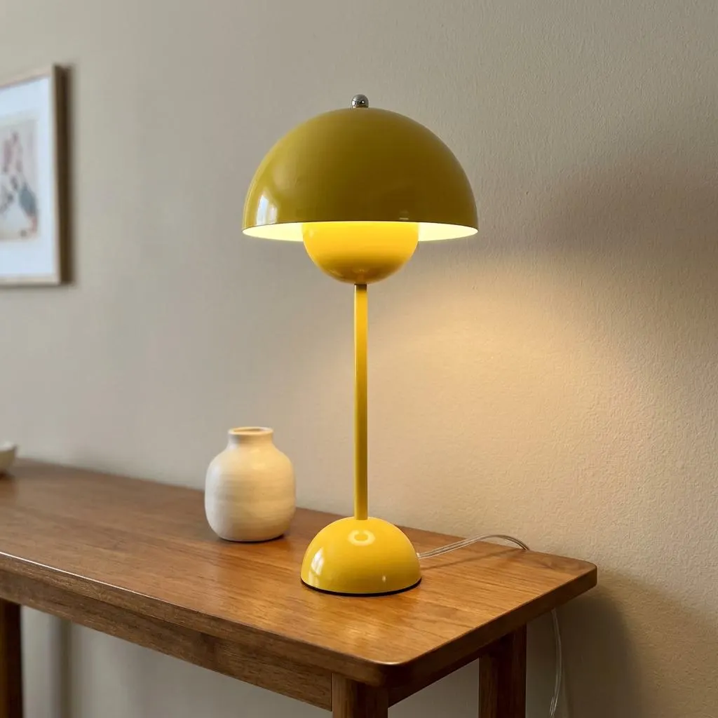 Retro Mushroom Table Lamp, Modern Metal Bedside Light, Nordic Nightstand Lamp, Cozy Bedroom Mood Lighting, Reading Nook Desk Decor