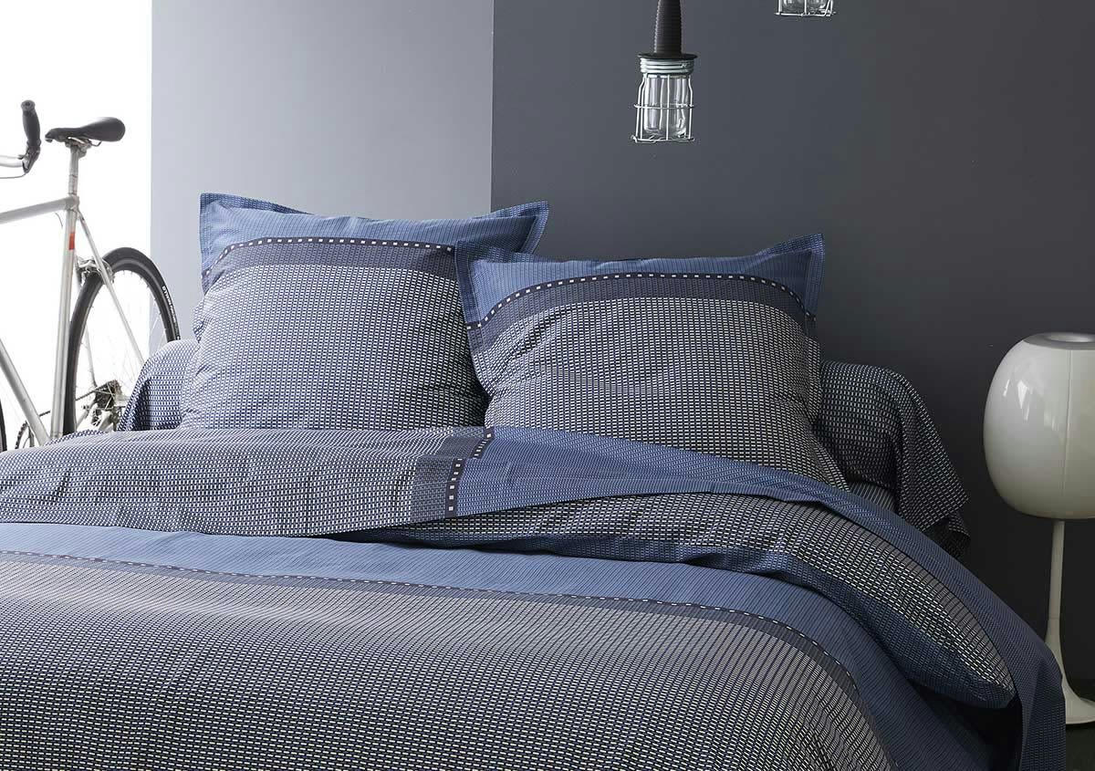 ENZO - Taie de traversin en satin de coton coton bleu foncé  x