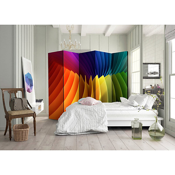 Paravent Décoratif Vague Colorée pour Intérieur Design 225 x 172 cm Multicolore