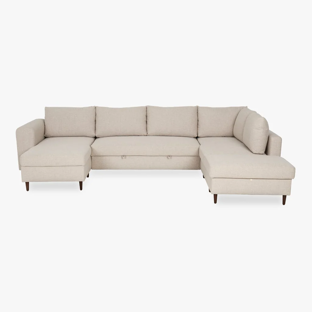 Sofá com pufe à direita bege CRAIG