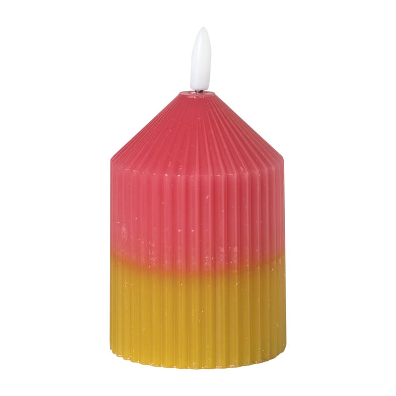 LED kaars duo - roze/groen - &Oslash;7x10 cm