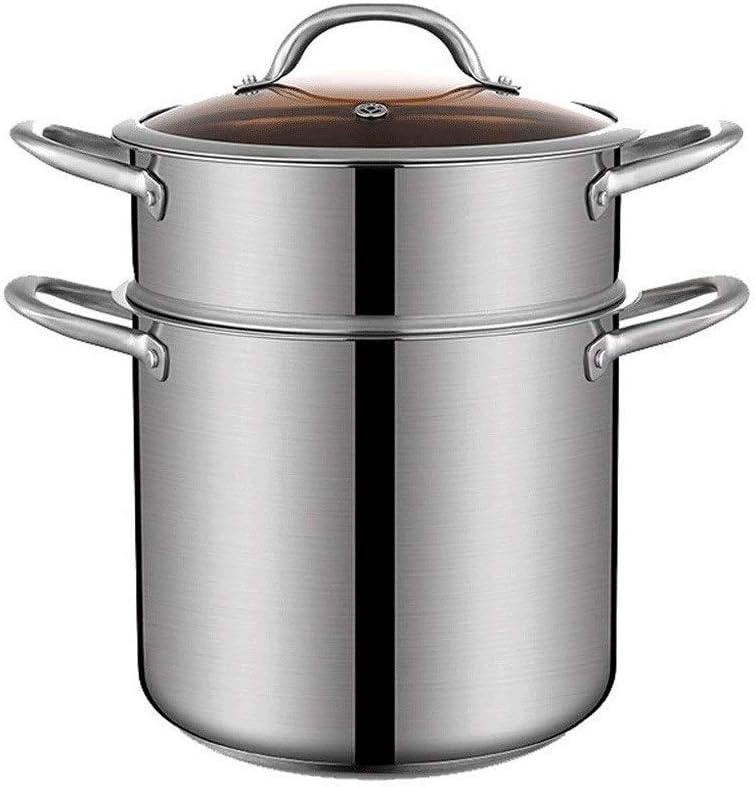 Stainless Steel Double Boiler and Steamer Set Steamer Cookware Pot Saucepot Multi-Layer Boiler