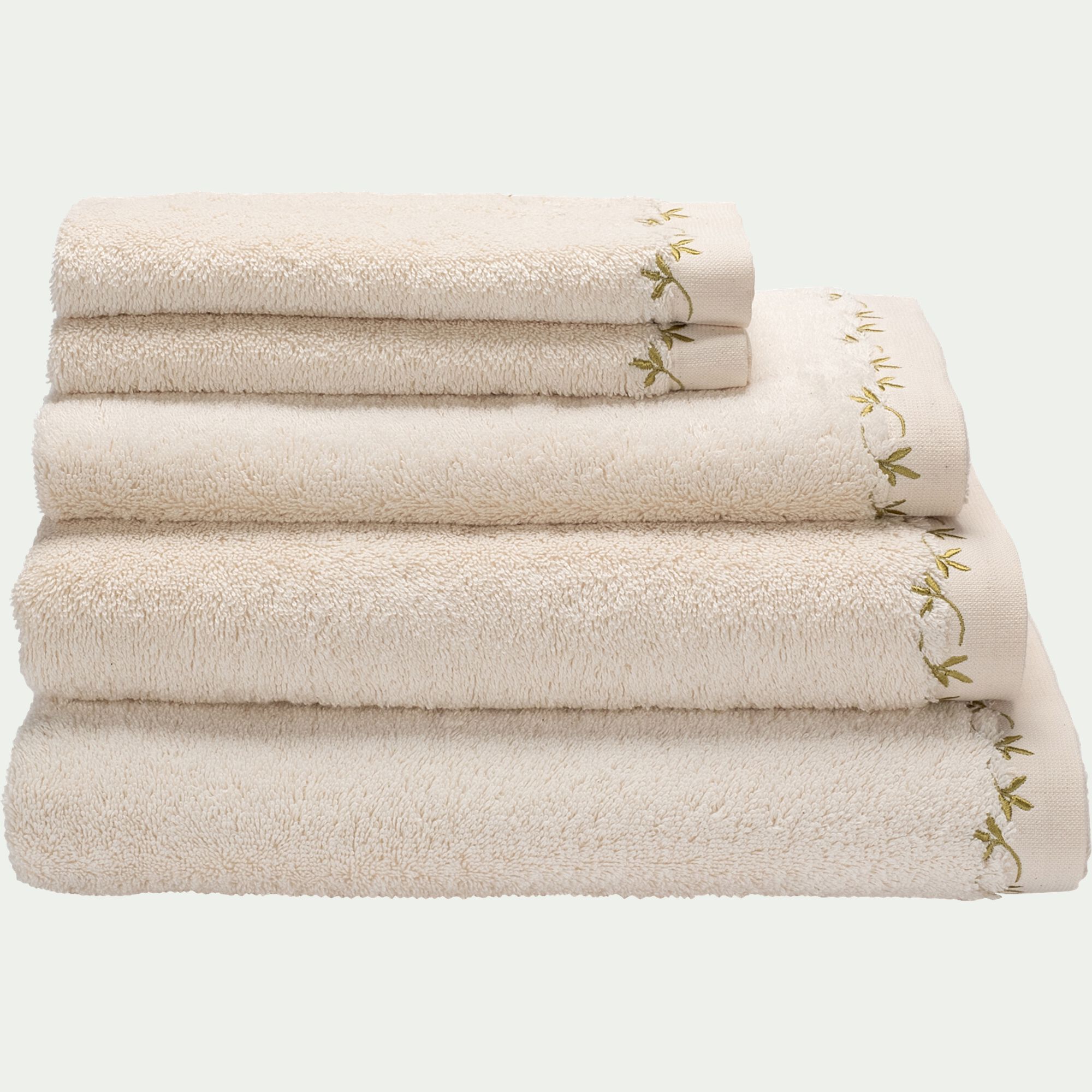 MELINA - Lot de 2 serviettes invité en coton - beige 30x50cm