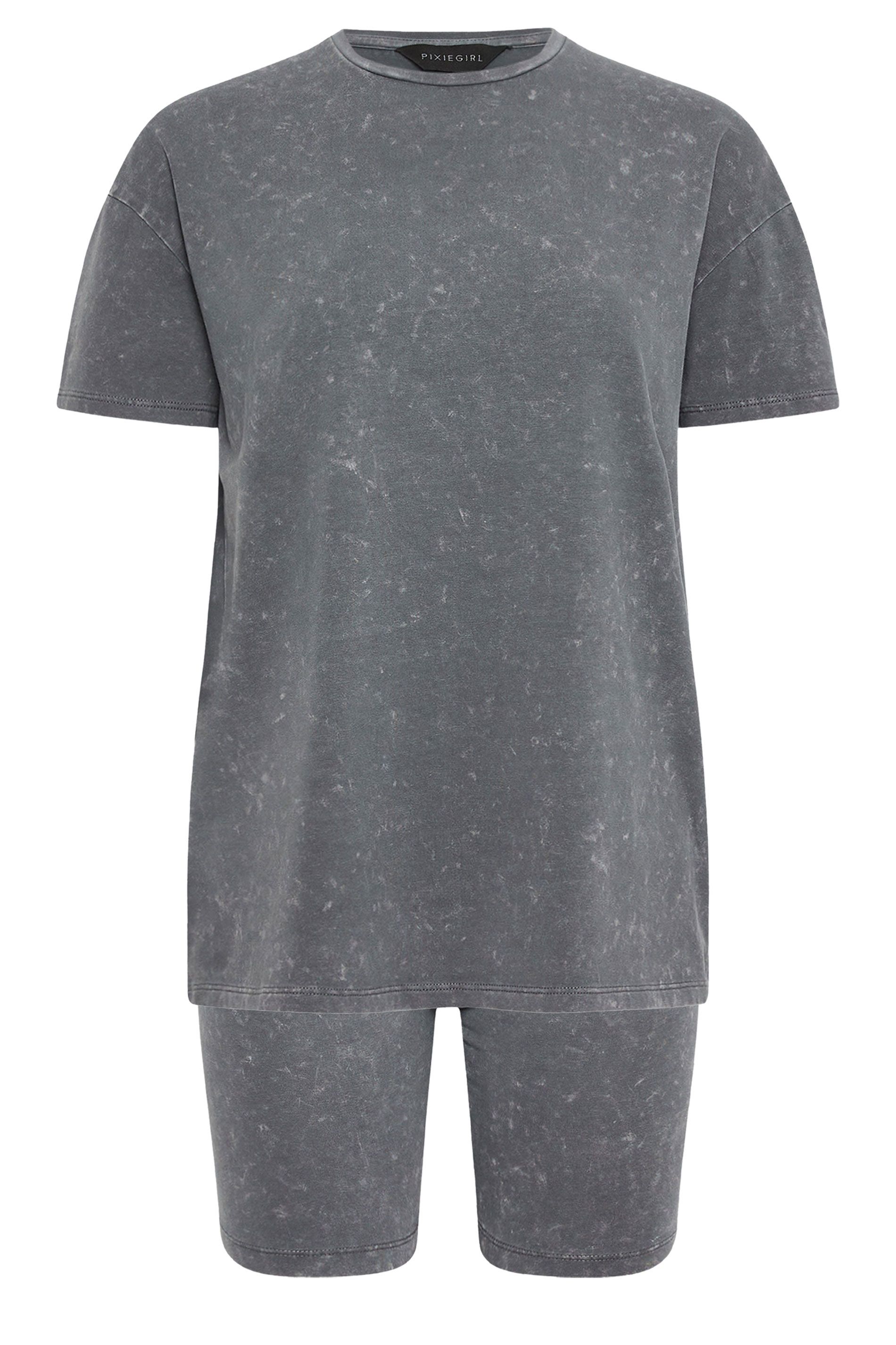 PixieGirl Petite Acid Wash T-Shirt & Shorts Set