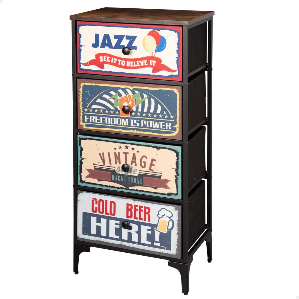 Max Home Vintage-Retro Chest Of Drawers 4 drawers