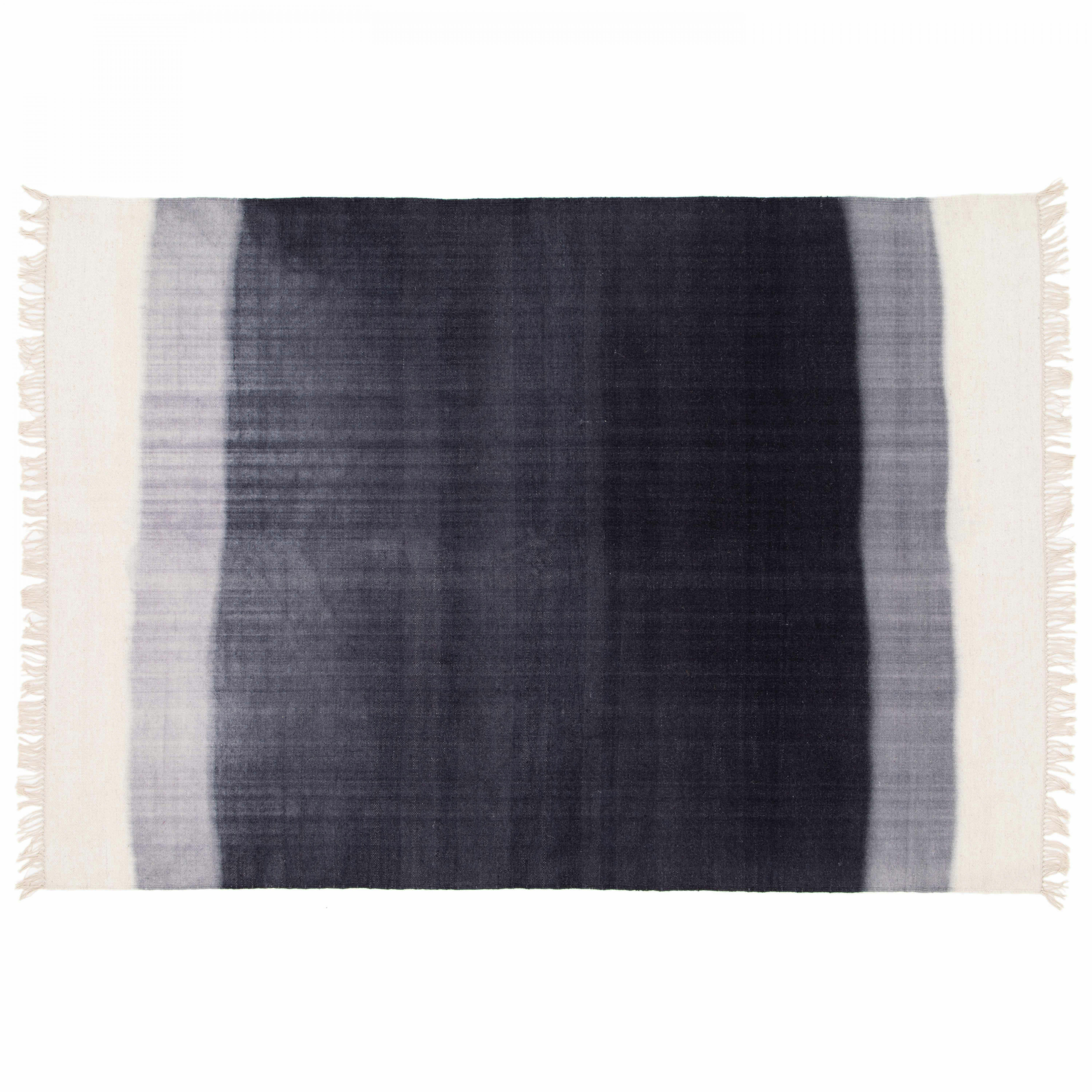 DUNA - Tapis rectangulaire en laine tissé à plat bleu 160 x 230 cm