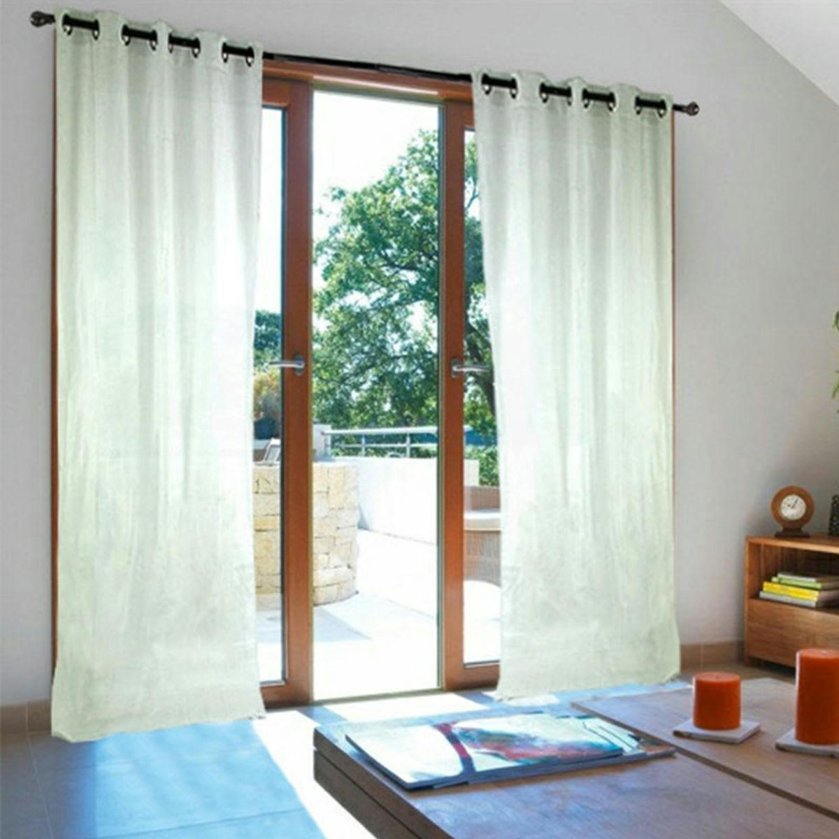 LINX - Rideau à oeillets effet chiné métallisé blanc 140x250