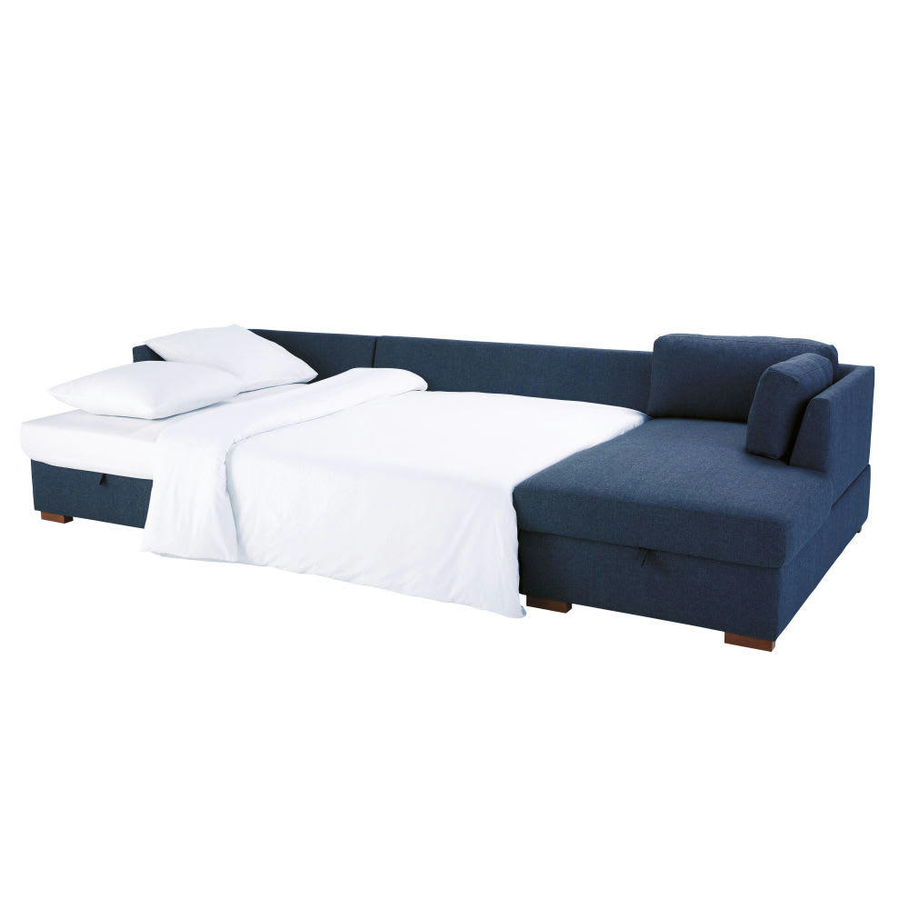 Times square - Canapé panoramique convertible 6 places bleu nuit