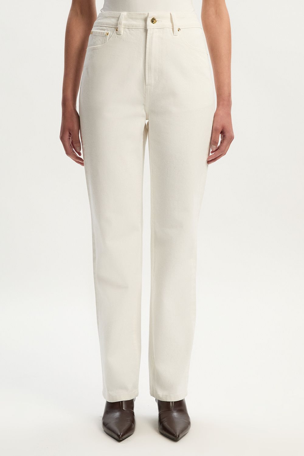KarenMillen Rigid Denim High Rise Straight Leg Jean