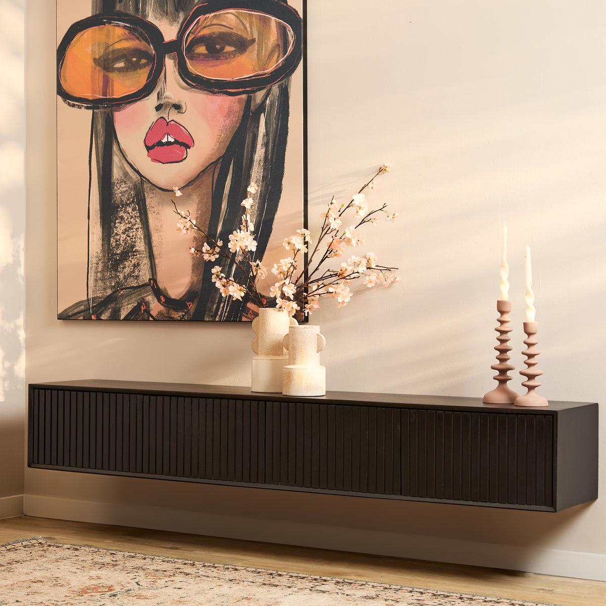 Starfurn tv meubel Madison - zwart - 35x200x30cm