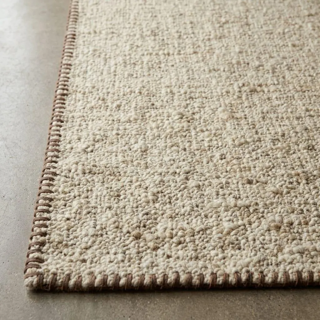 Handwoven Wool Area Rug, Handmade Neutral Rug, Modern Beige Carpet, Minimalist Living Room Decor, Custom Rug