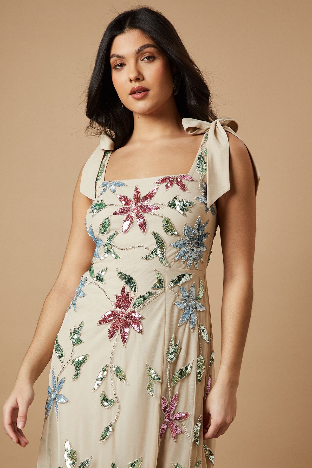 Oasis Embellished Tie Shoulder Dress