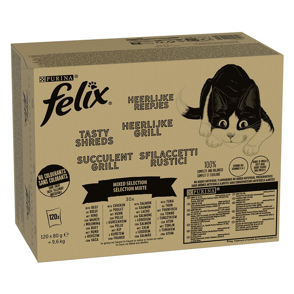 Felix Tasty Shreds Jumbo Pack 120 x 80g