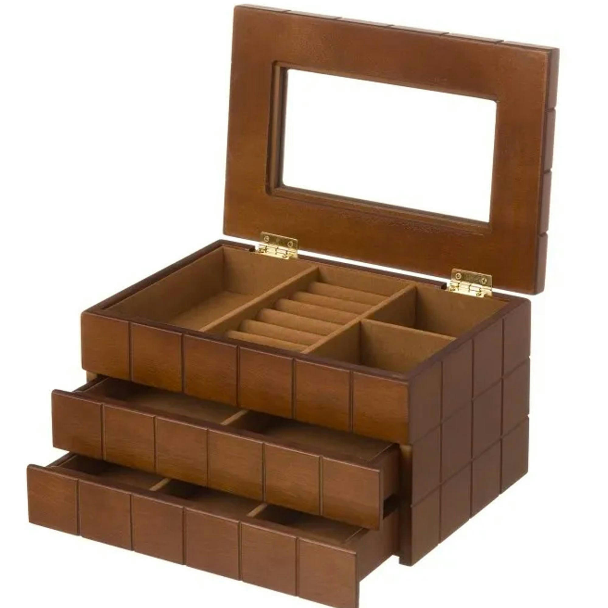 - Coffret à bijoux en bois avec 2 tiroirs