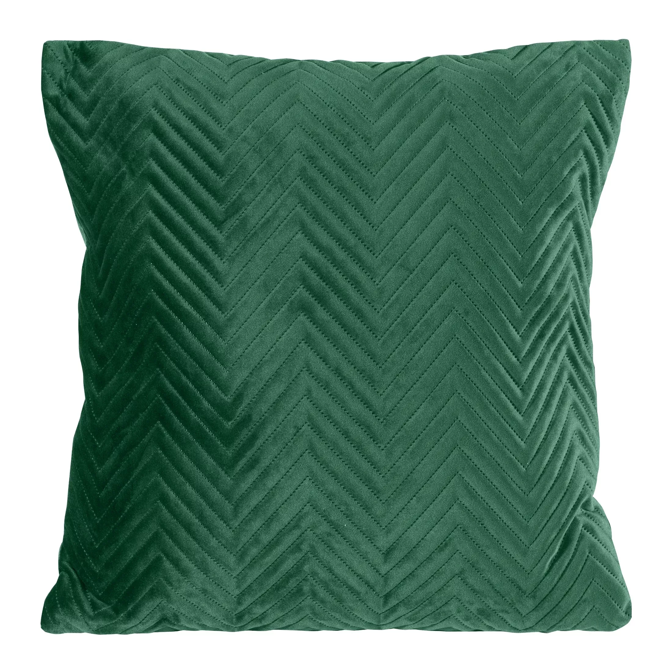 Poszewka na poduszkę 45x45 cm welwetowa, ciemnozielona pikowana w jodełkę metodą hot press SOFIA Eurofirany Premium