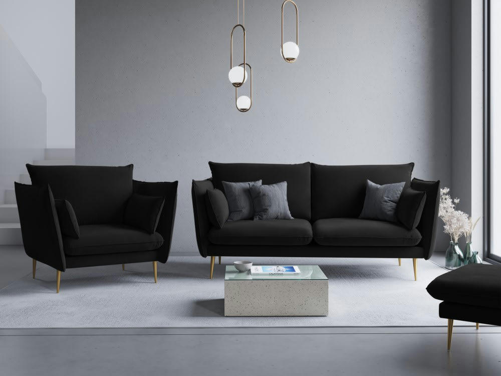AGATE - Fauteuil en velours noir