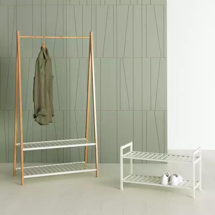 Habitat Kitt Bamboo 2 Shelf Shoe Rack - White