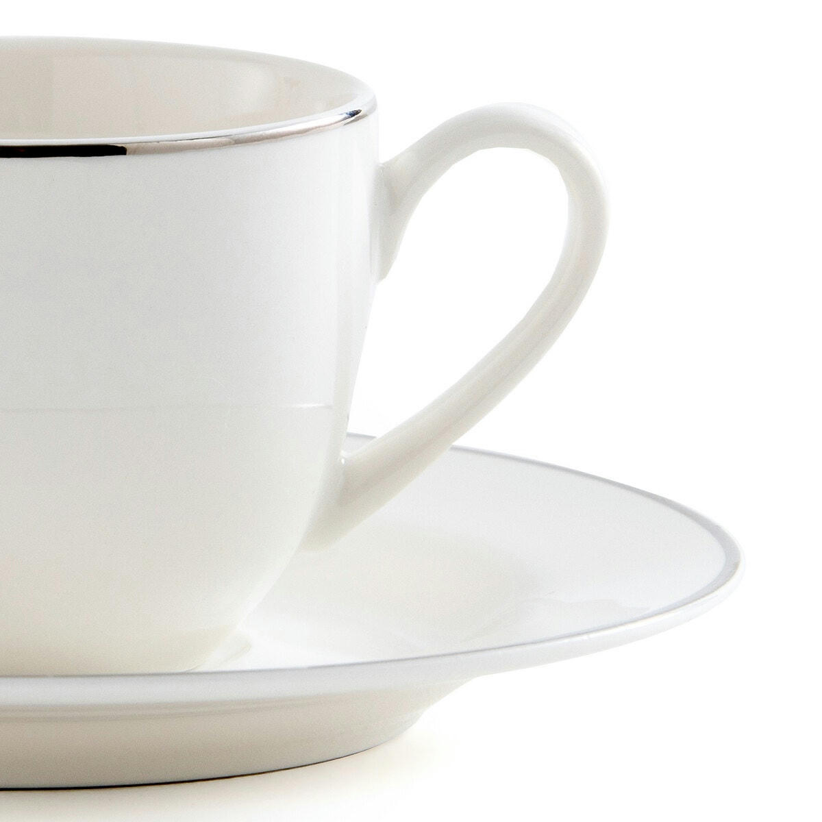 Lot de 4 tasses/sous-tasses à café Histoire Argent