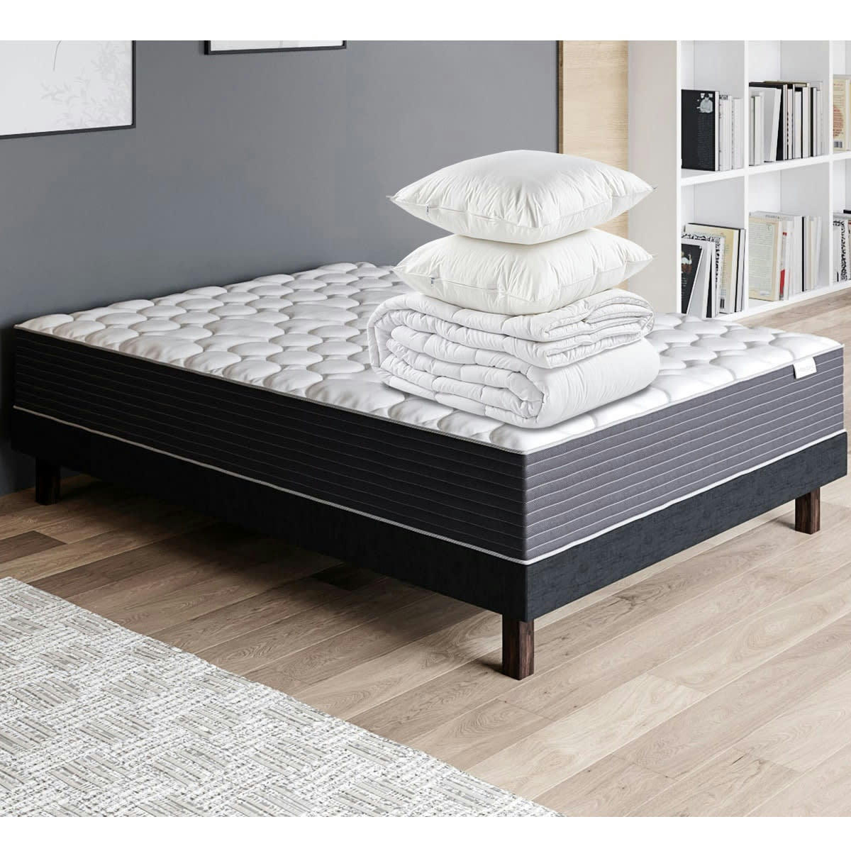 MEMO HR COUETTE - Ensemble matelas 160x200 Mémoire De Forme +Couette 240x220 + Oreillers