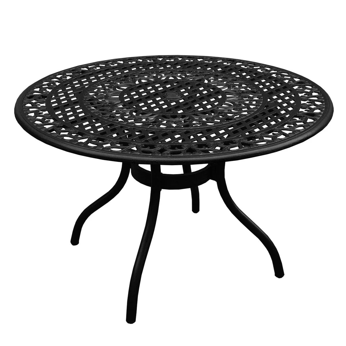 Outdoor Mesh Lattice Aluminum 48 inch Round Dining Table - N/A