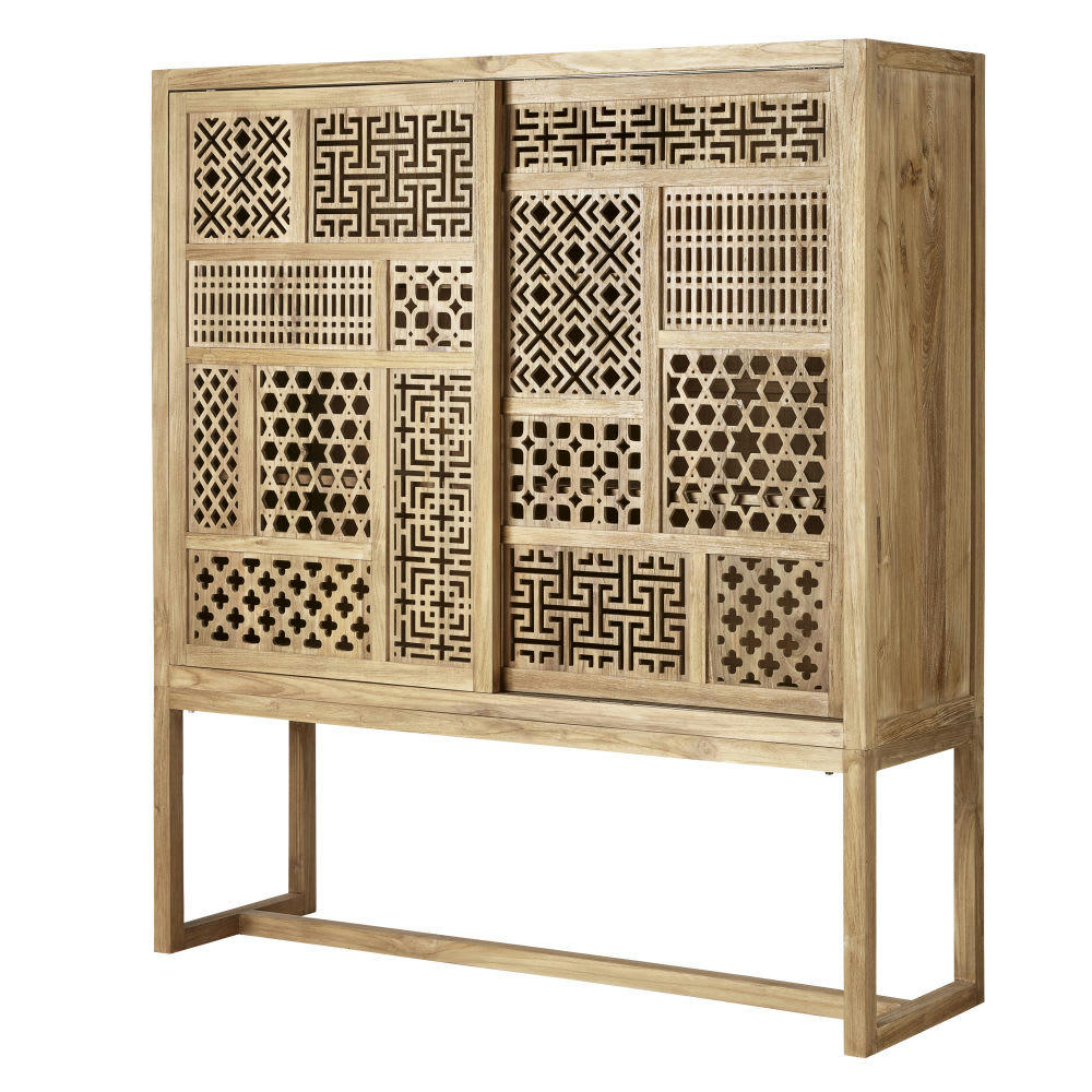 Kasbah - Cabinet de rangement ajouré 2 portes en teck