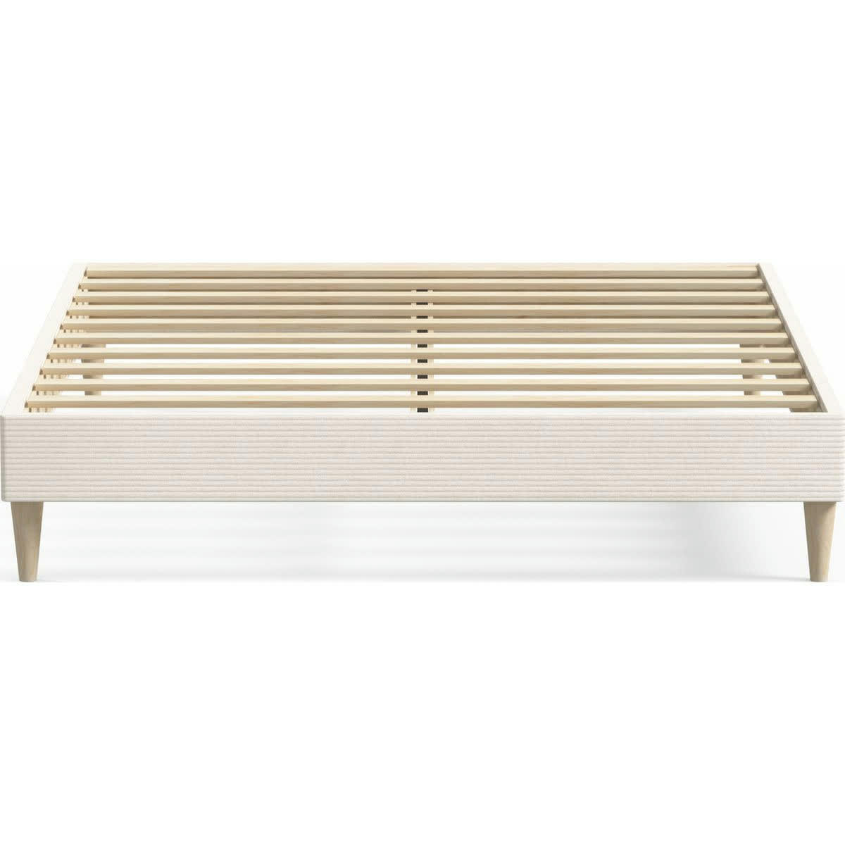 DINA - Lit adulte 140x190 cm en velours côtelé beige