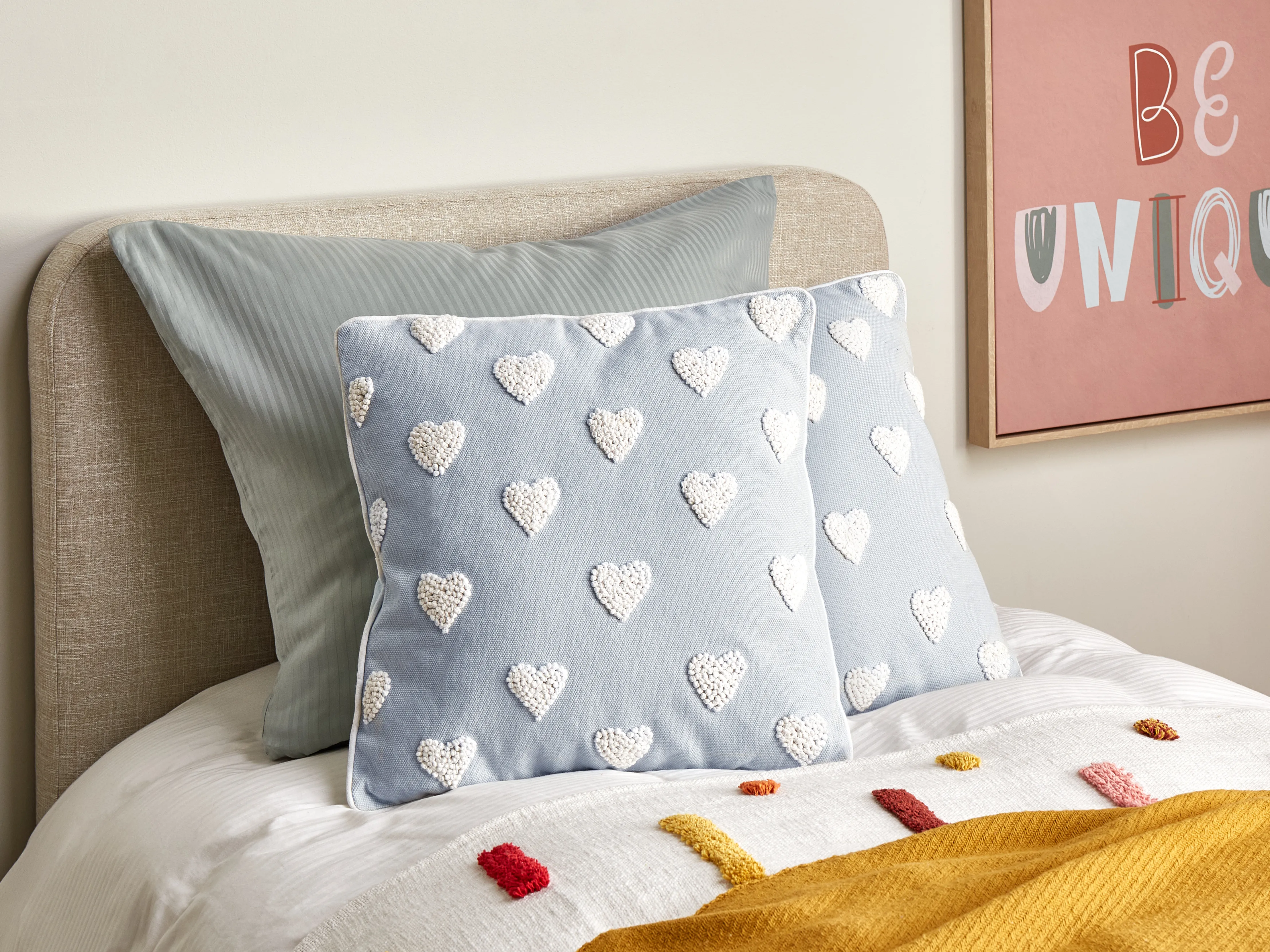 Set of 2 Decorative Cushions GAZANIA Cotton 45 x 45 cm Light Grey