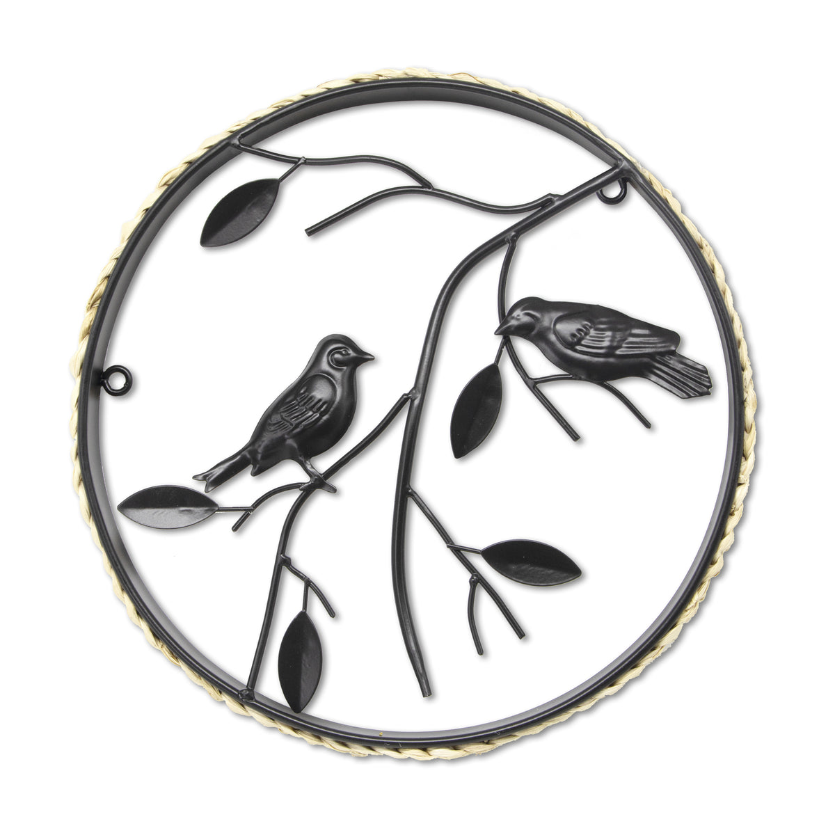 Art for the Home Metal Art - Vogels op Tak - Rond Zwart - diameter 30cm