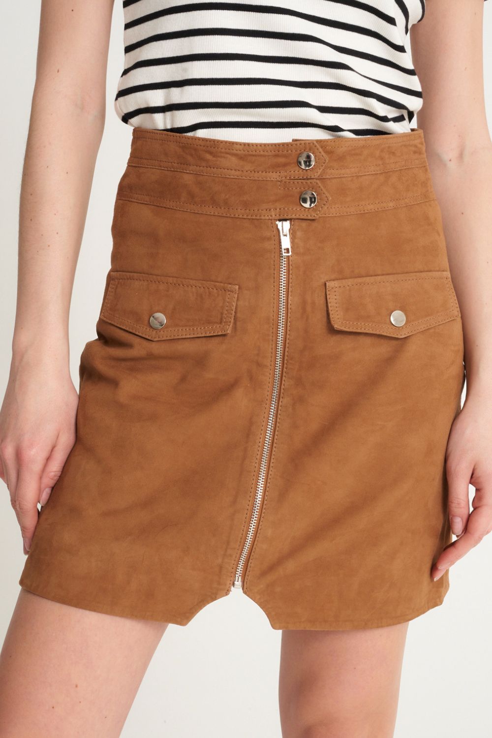 Barneys Originals Real Suede Zip Skirt