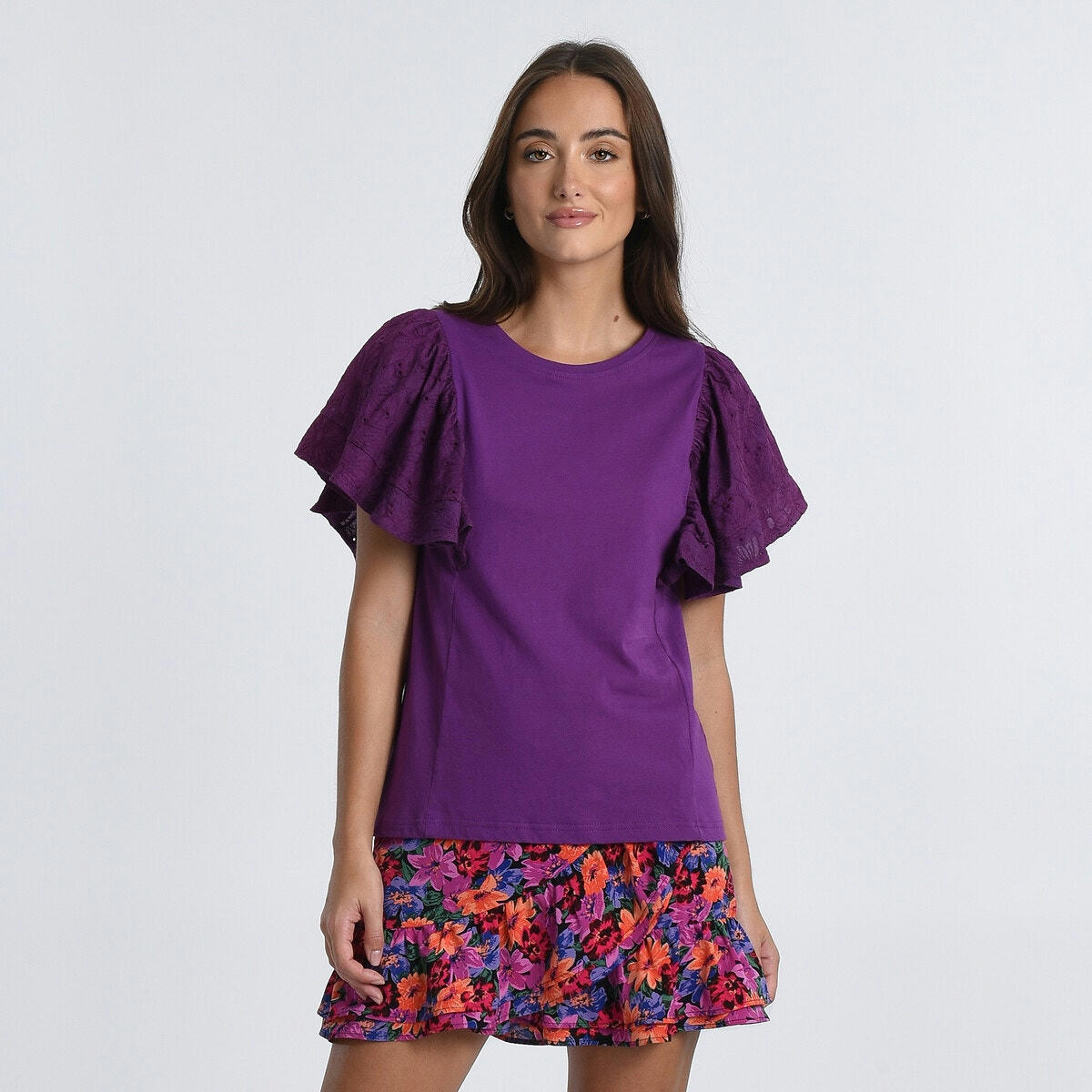T-shirt manches courtes avec volant