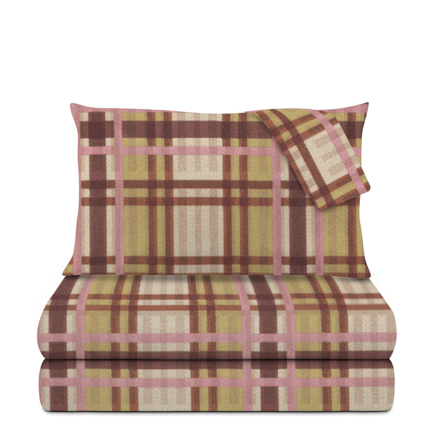 Completo letto matrimoniale tartan marrone