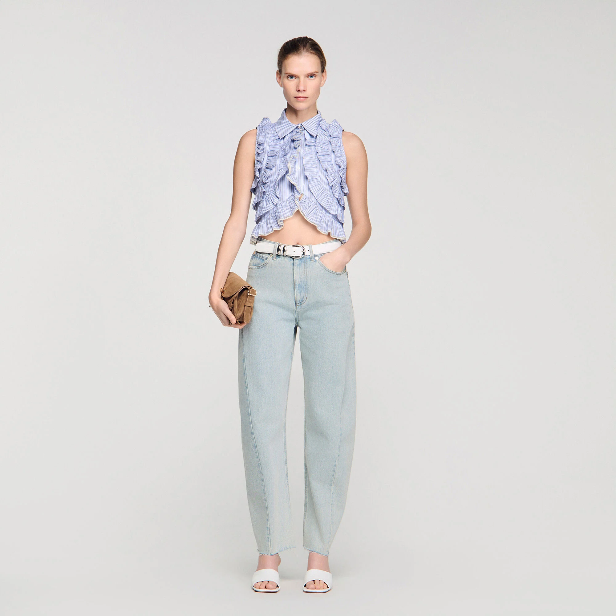 Chemise rayée à volants