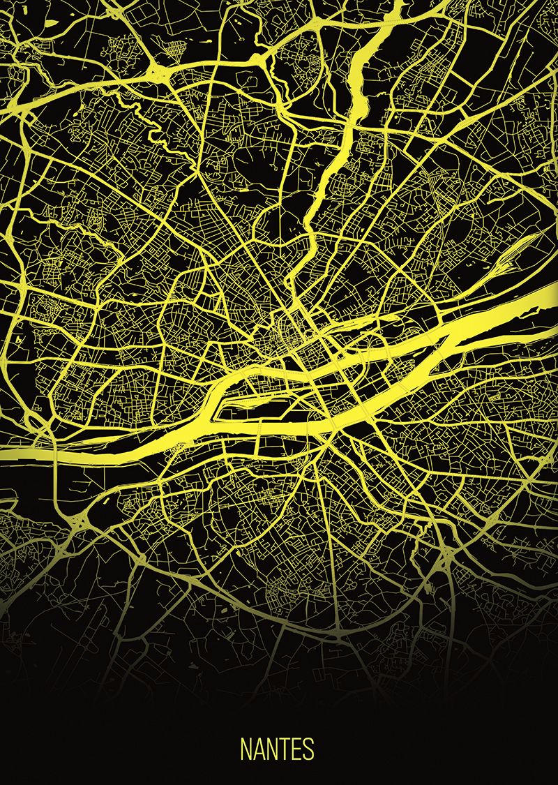 CARTE - Tableau métal carte Nantes 32X45